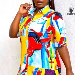 Button up shirt dress or tunic top